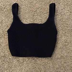 Babaton Black Ribbed Crop Top